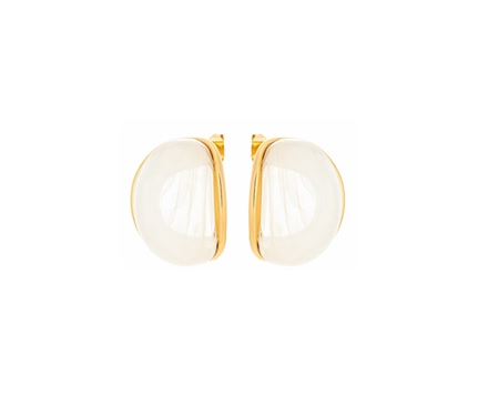 MEIA ARGOLA RESINADA TRANSPARENTE EM AÇO