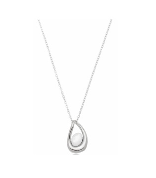 COLAR PINGENTE GOTA VAZADA COM MADREPÉROLA EM AÇO