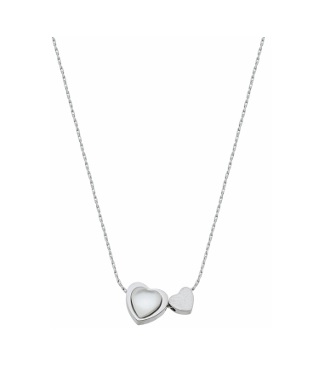 COLAR CORAÇÃO DUPLO COM MADREPÉROLA EM AÇO