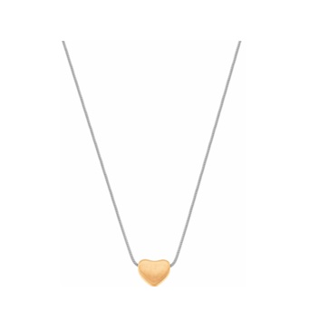 COLAR CORAÇÃO DOIS TONS EM AÇO