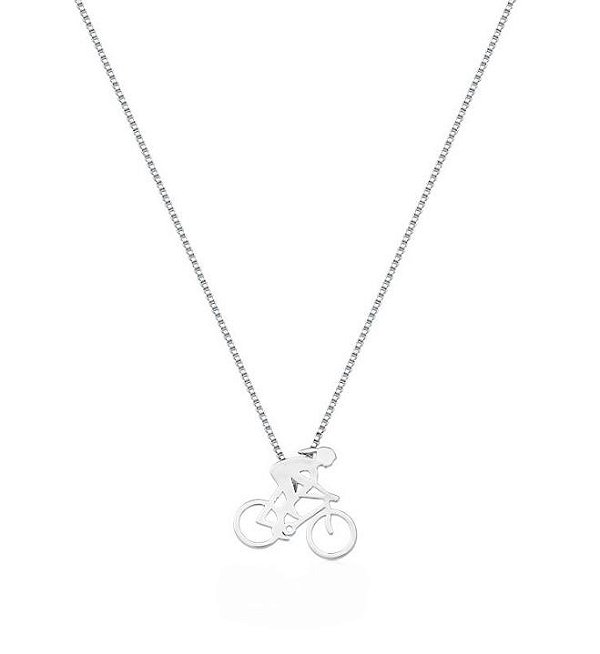 COLAR LINHA FITNESS BICICLETA BANHADO A RÓDIO BRANCO