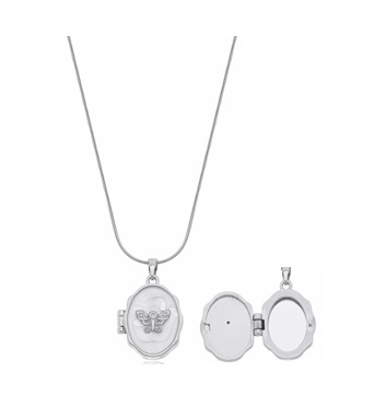 COLAR RELICÁRIO BORBOLETA COM RESINA ESMALTADA EM AÇO