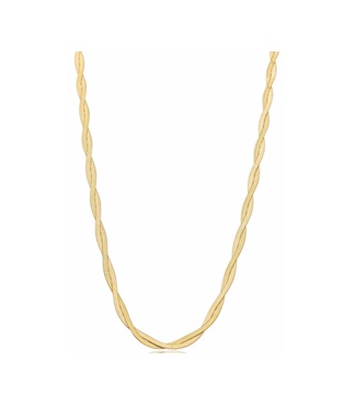 COLAR MALHA LAMINADA TRANÇADA EM AÇO DOURADO