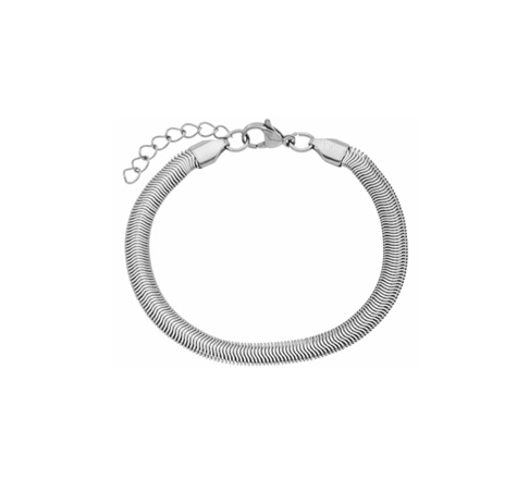 PULSEIRA MALHA SNAKE LISA EM AÇO