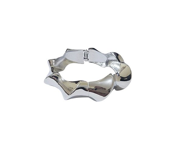 BRACELETE TRABALHADO LISO BANHADO A RÓDIO BRANCO