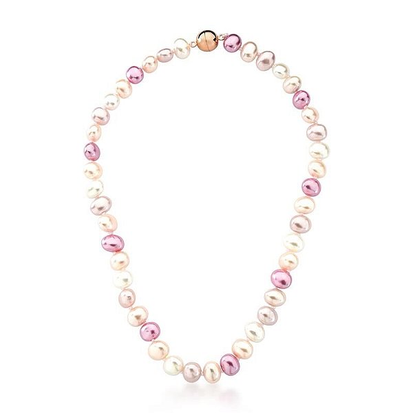 COLAR COM PÉROLAS EM TONS BANHADO A OURO ROSÊ