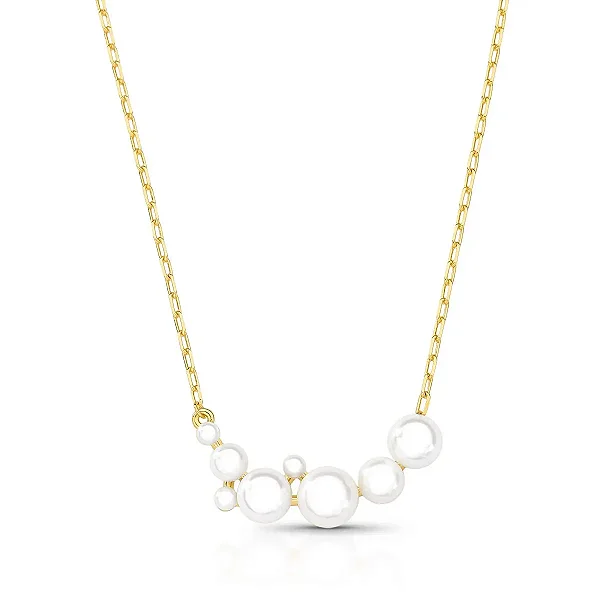 COLAR CURVO COM PÉROLAS SHELL INTERCALADAS BANHADO A OURO