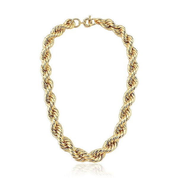 COLAR CORDÃO BAIANO LISO 14MM BANHADO A OURO