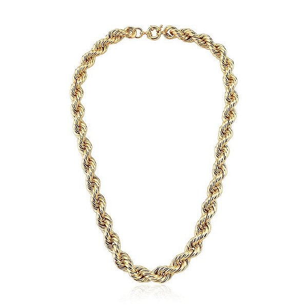 COLAR CORDÃO BAIANO LISO 9MM BANHADO A OURO