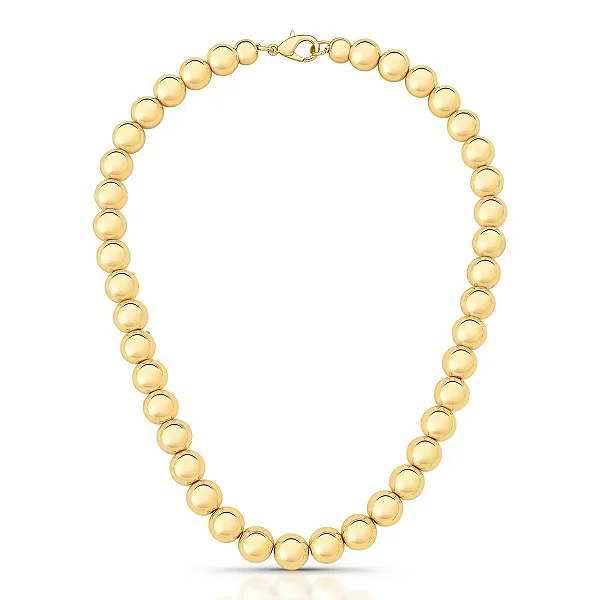 COLAR ESFERAS M LISAS BANHADO A OURO