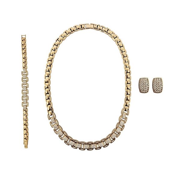 CONJUNTO LUXO GOMOS CRAVEJADOS BANHADA A OURO