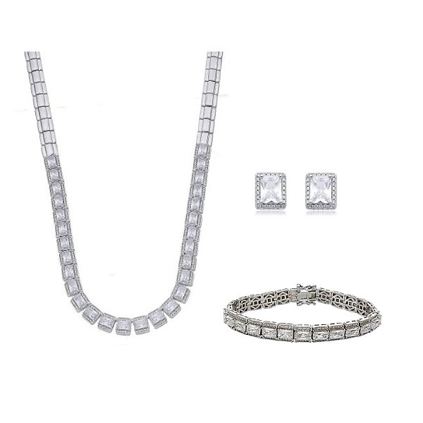 CONJUNTO RIVIERA LUXO CRAVAÇÃO LATERAL BANHADO A RÓDIO BRANCO