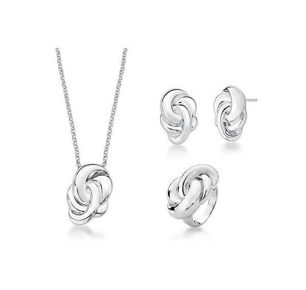 CONJUNTO NÓ LISO BANHADO A RÓDIO BRANCO