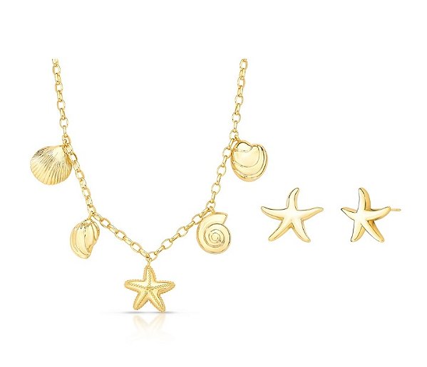 CONJUNTO COLAR COM PINGENTES LISOS BANHADO A OURO