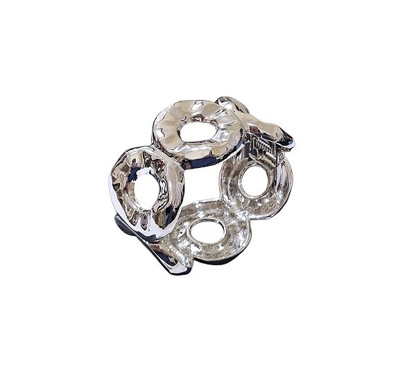 BRACELETE CÍRCULOS VAZADOS BANHADO A RÓDIO BRANCO