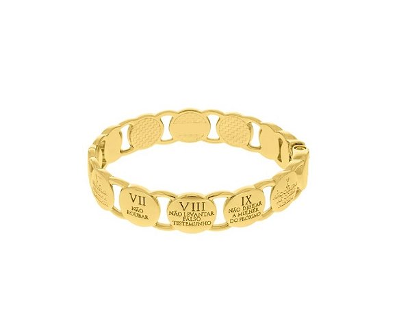 BRACELETE DEZ MANDAMENTOS LISO BANHADO A OURO
