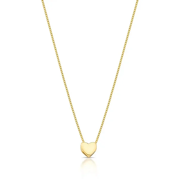 COLAR PINGENTE CORAÇÃO LISO BANHADO A OURO