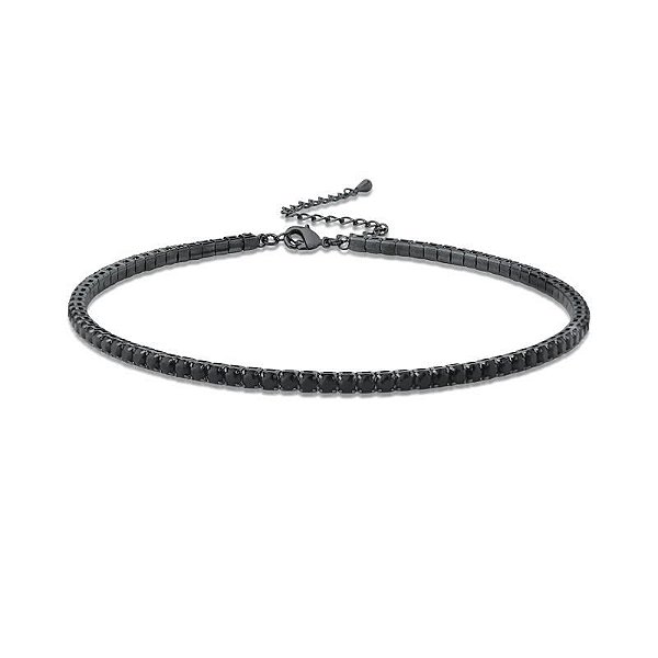 CHOKER RÍGIDA EM ZIRCÔNIAS CRISTAIS BANHADO A RÓDIO NEGRO