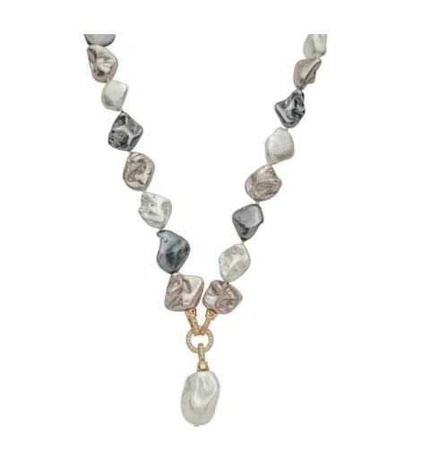 COLAR DE PÉROLAS BARROCAS EM TONS DIVERSOS BANHADO A OURO