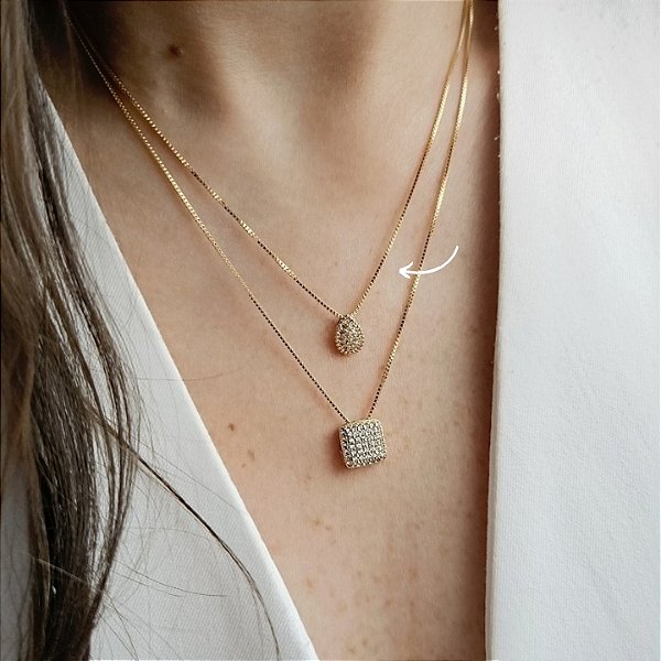 CONJUNTO GOTINHA CRAVEJADA BANHADO A OURO