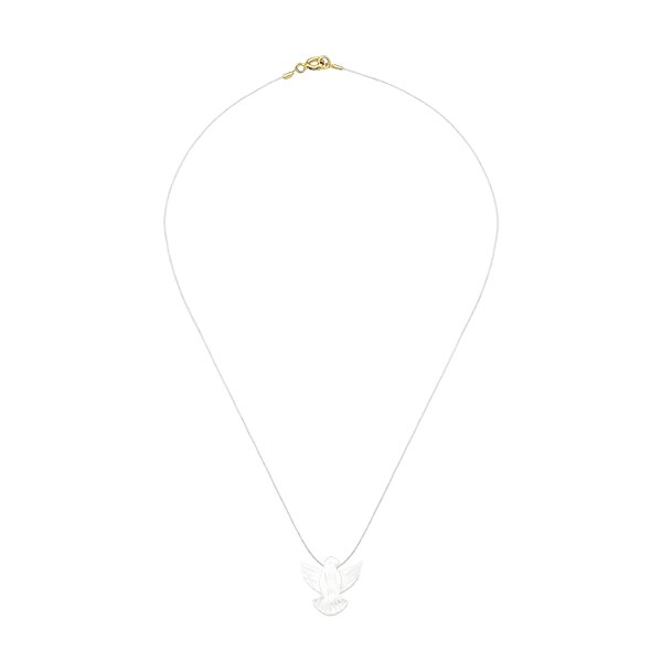 Colar em Nylon Divino Espírito Santo em Madrepérola Banhado a Ouro