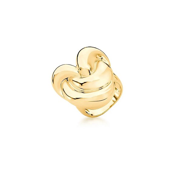Anel de Coração em Nó Liso Banhado a Ouro