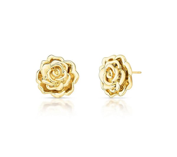 Brinco de Flor Liso Banhado a Ouro