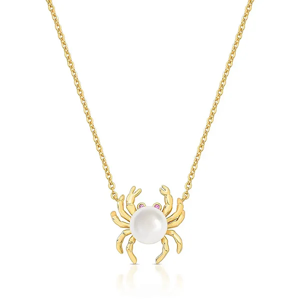 Colar com Pingente de Caranguejo e Pérola Shell Banhado a Ouro