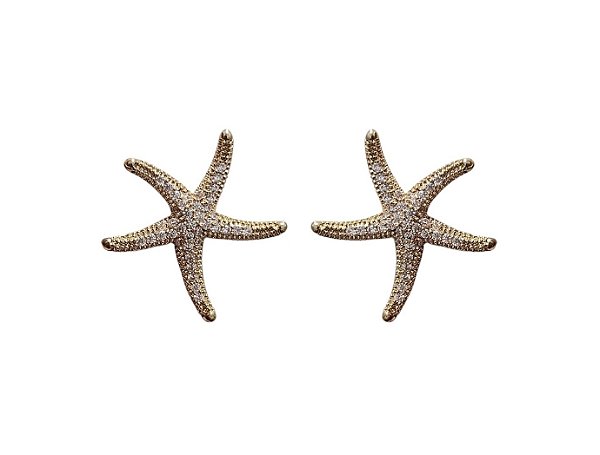 Brinco Estrela do Mar Cravejado Banhado a Ouro
