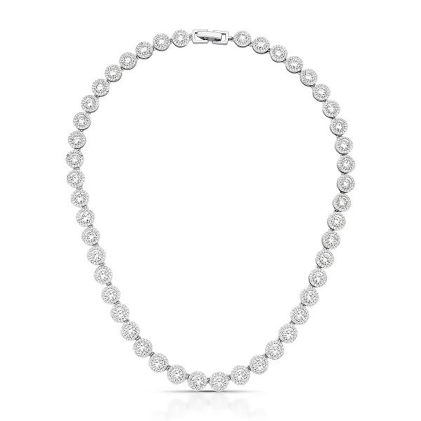 Colar Riviera Redonda Cravejada Banhado a Ródio Branco