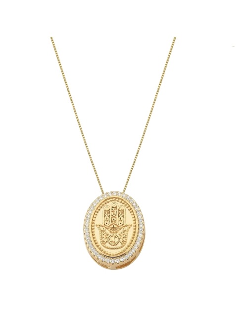 Colar Mão de Fátima (Hamsa) Banhado a Ouro