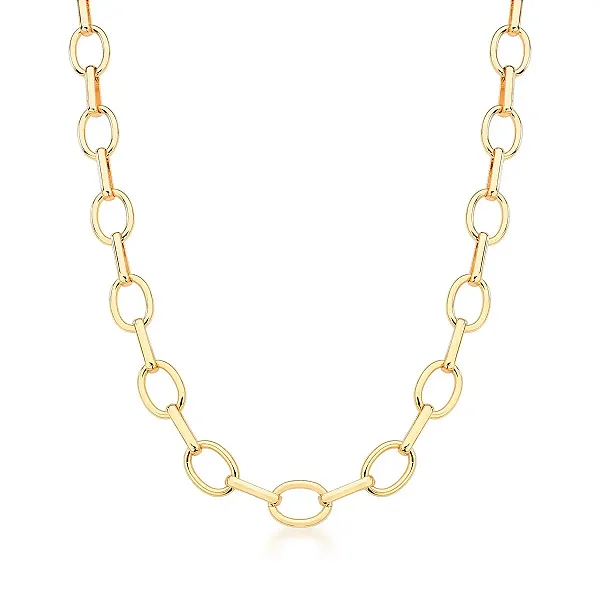 COLAR COM ELOS LISOS INTERCALADOS BANHADO A OURO