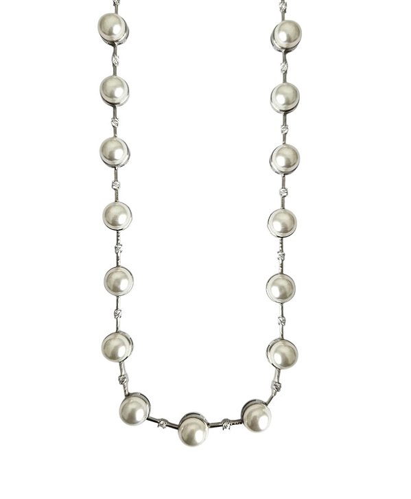 Choker em Pérolas com Pontos de Luz Banhado a Ródio Branco