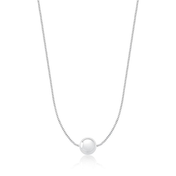 Colar Esfera Lisa Banhado a Ródio Branco