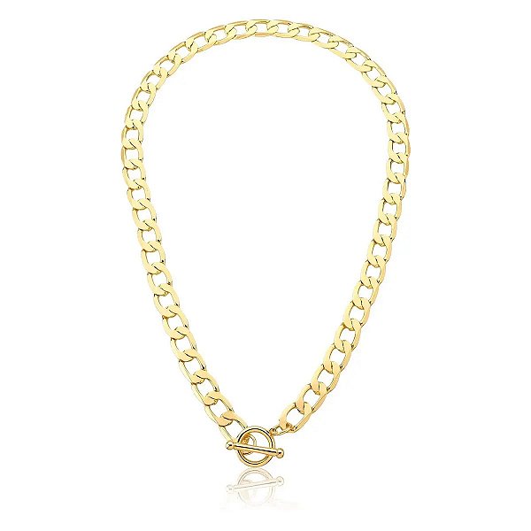 Colar com Elos Groumet Lisos Banhado a Ouro