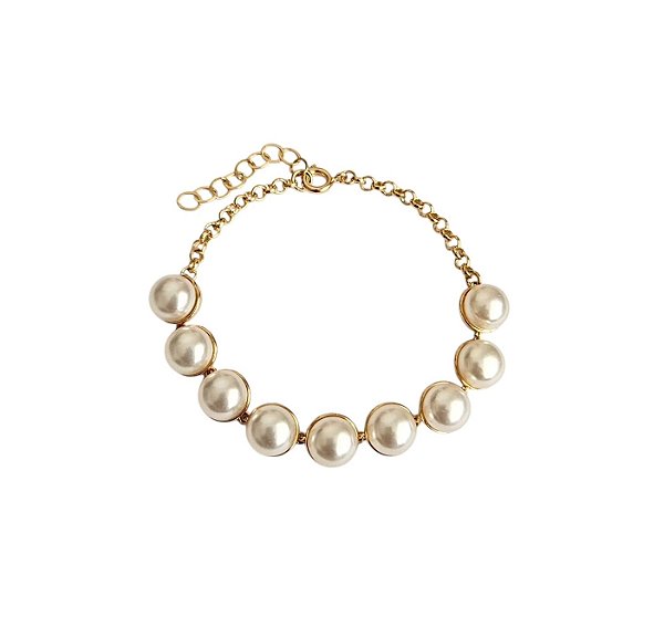 Pulseira de Pérola Banhado a Ouro