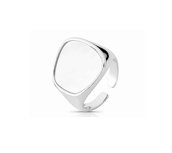 Anel Regulável em Madrepérola Banhado a Ródio Branco