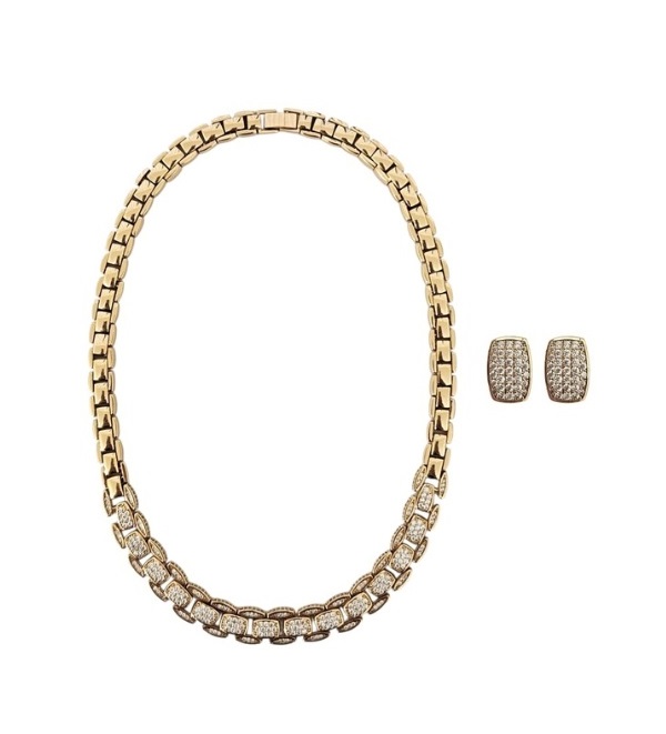 Conjunto Luxo Gomos Cravejados Banhado a Ouro