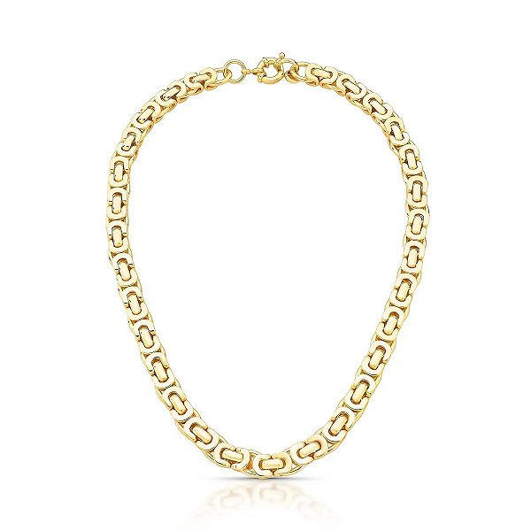 Colar Elos Curvos e Ovais Trançados Banhado a Ouro