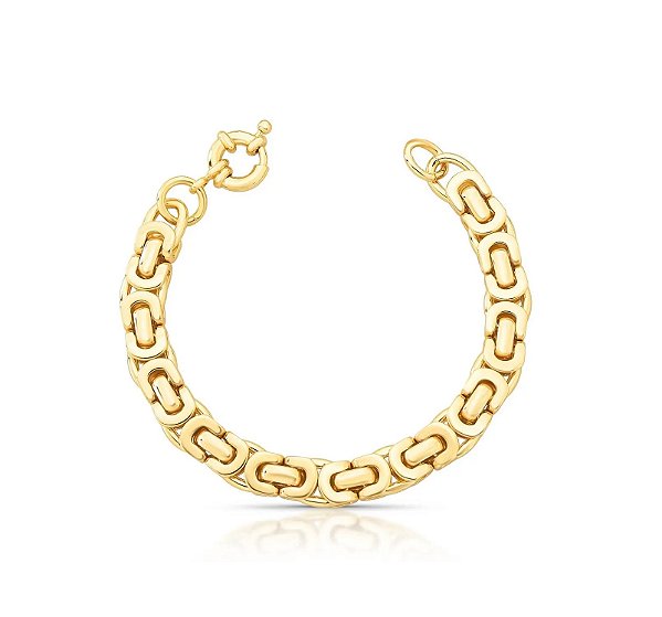 Pulseira Elos Curvos e Ovais Trançados Banhado a Ouro