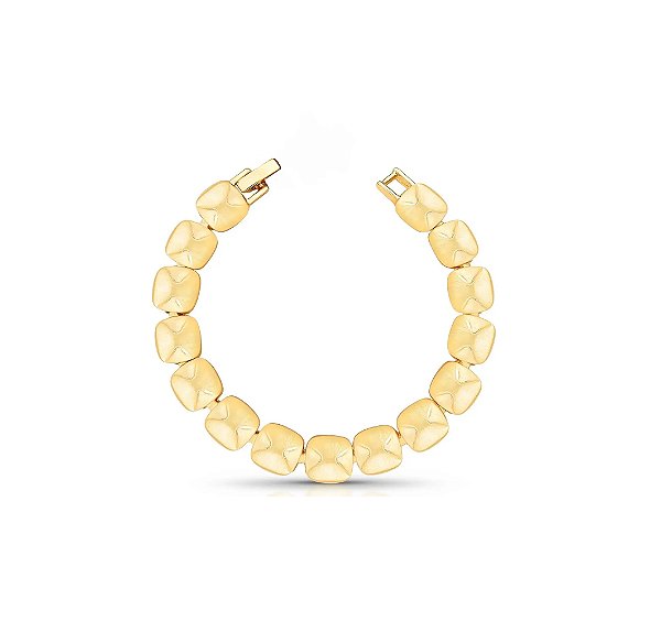 Pulseira Quadrada Acetinada Banhado a Ouro