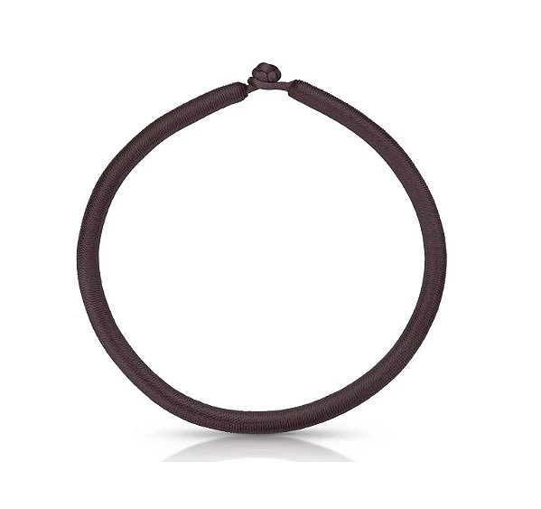 Colar de Fio Encerado Marrom com Fecho em Nó