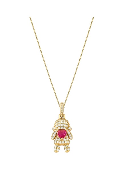 Colar com Pingente Menina Cravejado Banhado a Ouro