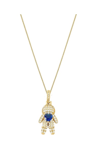 Colar com Pingente Menino Cravejado Banhado a Ouro