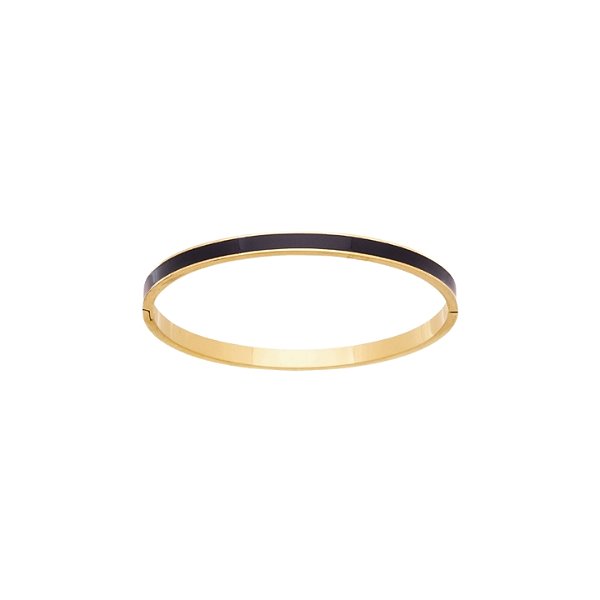 Bracelete Estreito Esmaltado Preto em Aço