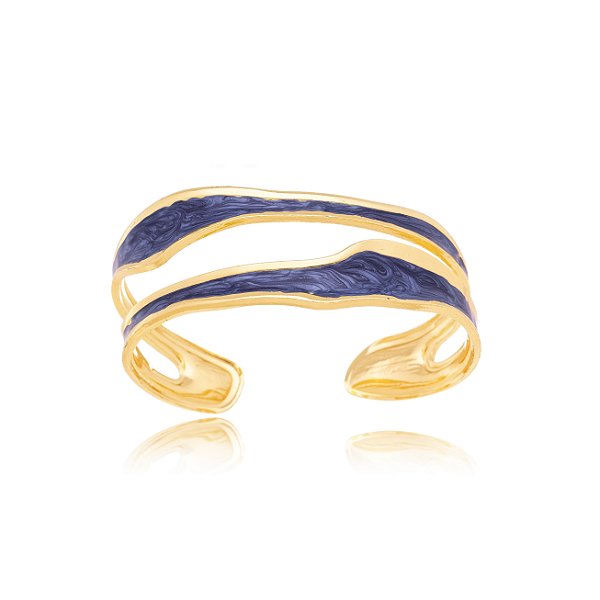 Bracelete Orgânico Resina Azul em Aço