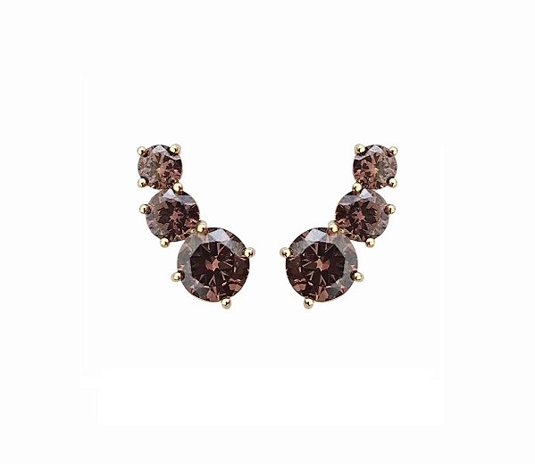 Brinco Ear Cuff Trio Coffee Banhado a Ouro