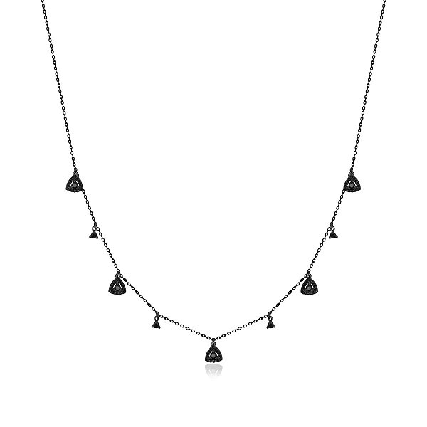 Colar com Pingentes Triangulares Banhado a Ródio Negro