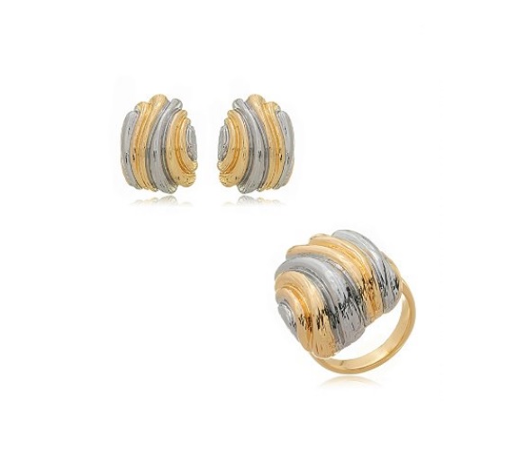 Conjunto Texturizado Banhado em Dois Tons