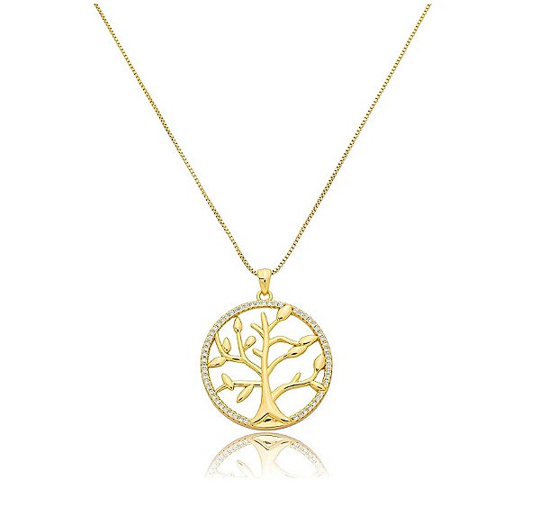 Colar Árvore da Vida em Madrepérola Banhado a Ouro